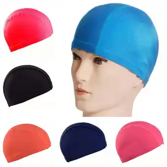 Walmart 2Pieces Unisex Fabric Swimming Cap Waterproof Swim Hat Anti-Silp Bathing Cap for Woman Men Kids offer