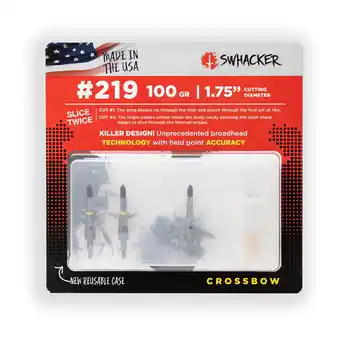 Walmart Swhacker #219 Crossbow Broadheads, 2-Blade 100 Grain 1.75 Cut, (Pack of 3) offer