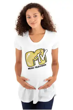 Walmart Cool Retro MTV Bubble Balloon Logo Women's Maternity T Shirt Tee Brisco Brands S offer