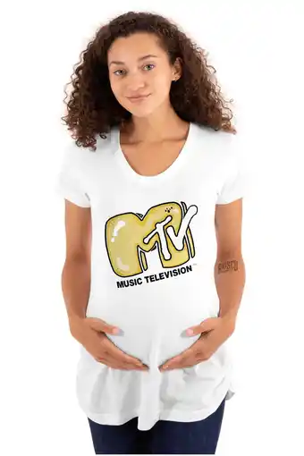 Walmart Cool Retro MTV Bubble Balloon Logo Women's Maternity T Shirt Tee Brisco Brands S offer