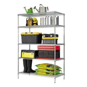 Walmart Hyper Tough Chrome Wire Shelf 5-Tier Heavy Duty 72H x 48W x 24D, 4000lb Total Capacity offer