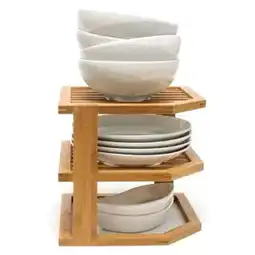 Walmart Lipper International Bamboo Three Tier Corner Shelf, Brown offer