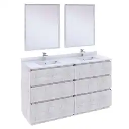 Walmart Fresca Stella 60 Double Bathroom Vanity w/ Mirrors in Rustic White offer