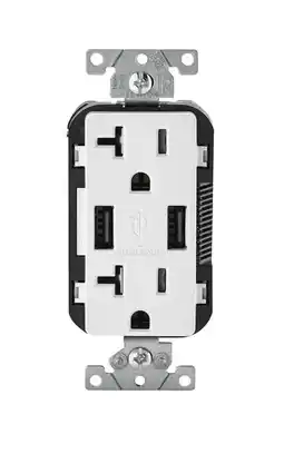 Walmart Leviton 125V, 20A Decora Outlet & 5-20R USB Charger - White offer