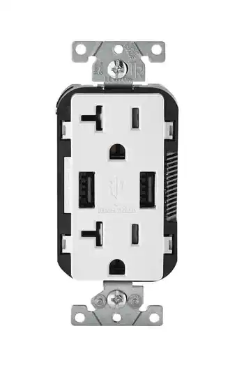 Walmart Leviton 125V, 20A Decora Outlet & 5-20R USB Charger - White offer