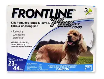 Walmart Frontline Plus for Medium Dogs, 23-44 lbs, Flea & Tick Control, 3 Ct offer