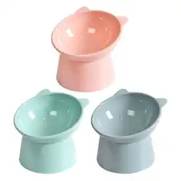 Walmart 3pcs Plastic Raised Cat Food Bowls Food Water Tilted Feeding Bowl for Pet Cats offer