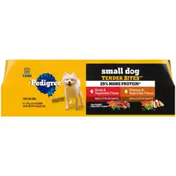 Walmart Pedigree Small Dog Tender Bites In Gravy Steak & Chicken Wet Food Variety Pack, (12) 13.2 Oz. Cans offer