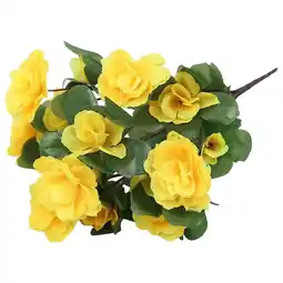 Walmart HJQEQVD Spring Decor Silk Begonia Bush Artificial Flowers Outdoor Decor Yellow offer