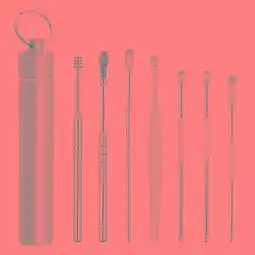 Walmart yelldesk Deals 6-piece Stainless Steel Ear Pick Ear Pick Tool Storage Portable Ear Pick Set offer