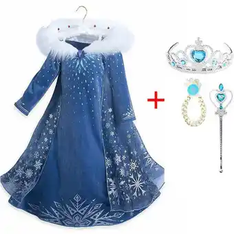 Walmart Girls Elsa Costume Dress Snow Queen Cosplay Party Fancy Costume Christmas Dress up offer