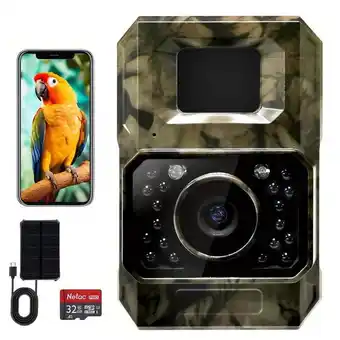 Walmart MAXDONE 48MP Bluetooth Trail Camera with 2000mAh Battery, Solar Panel, 32GB Memory Card offer