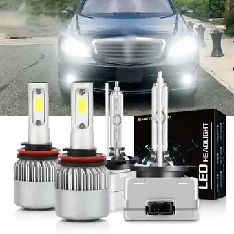 Walmart For 2007-2010 Mercedes-Benz S550 H9 LED High Beam and D1S Xenon Low Beam Headlights 4pc offer