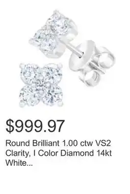 Costco Round Brilliant 1.00 ctw VS2 Clarity, I Color Diamond 14kt White Gold Flower Earrings offer