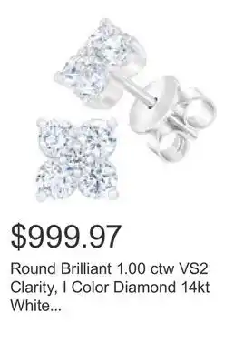 Costco Round Brilliant 1.00 ctw VS2 Clarity, I Color Diamond 14kt White Gold Flower Earrings offer