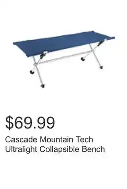 Costco Cascade Mountain Tech Ultralight Collapsible Bench offer