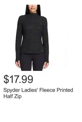 Costco Spyder Ladies' Fleece Printed Half Zip offer