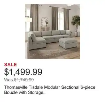 Costco Thomasville Tisdale Modular Sectional 6-piece Boucle with Storage Ottoman offer