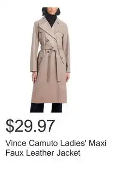 Costco Vince Camuto Ladies' Maxi Faux Leather Jacket offer