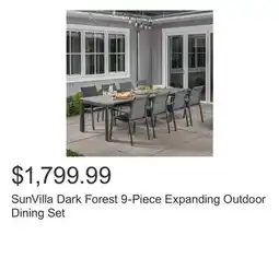 Costco SunVilla Dark Forest 9-Piece Expanding Outdoor Dining Set offer