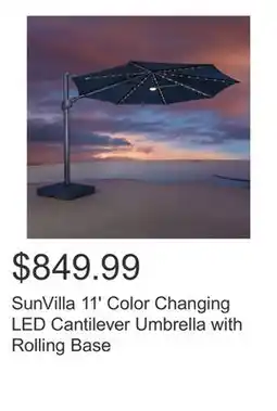 Costco SunVilla 11' Color Changing LED Cantilever Umbrella with Rolling Base offer