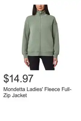 Costco Mondetta Ladies' Fleece Full-Zip Jacket offer