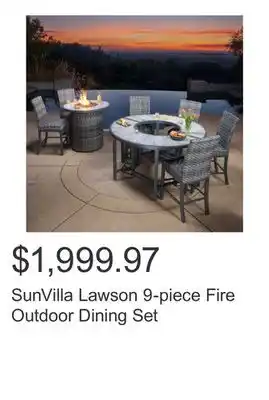 Costco SunVilla Lawson 9-piece Fire Outdoor Dining Set offer