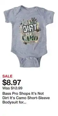 Cabela's Bass Pro Shops It's Not Dirt It's Camo Short-Sleeve Bodysuit for Babies - Heather - 12M offer