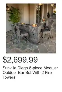 Costco Sunvilla Diego 8-piece Modular Outdoor Bar Set With 2 Fire Towers offer