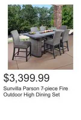 Costco Sunvilla Parson 7-piece Fire Outdoor High Dining Set offer