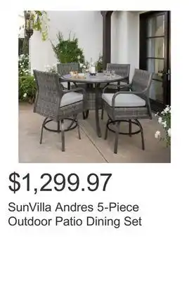 Costco SunVilla Andres 5-Piece Outdoor Patio Dining Set offer