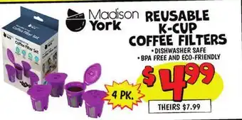 Ollie's Madison York REUSABLE K-CUP COFFEE FILTERS offer