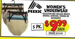 Ollie's RBX WOMEN'S UNDERWEAR offer