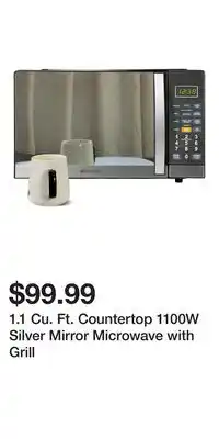 Big Lots 1.1 Cu. Ft. Countertop 1100W Silver Mirror Microwave with Grill offer