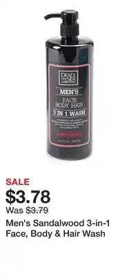 Big Lots Men's Sandalwood 3-in-1 Face, Body & Hair Wash offer