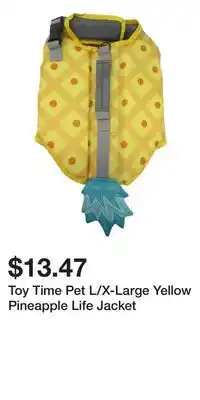 Big Lots Toy Time Pet L/X-Large Yellow Pineapple Life Jacket offer