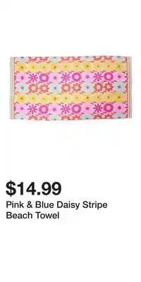 Big Lots Pink & Blue Daisy Stripe Beach Towel offer