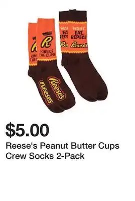 Five Below Reese's Peanut Butter Cups Crew Socks 2-Pack offer