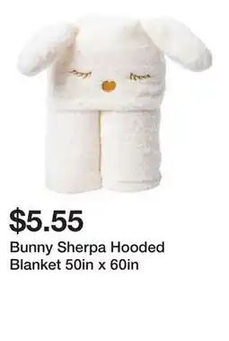 Five Below Bunny Sherpa Hooded Blanket 50in x 60in offer