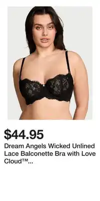 Victoria's Secret Dream Angels Wicked Unlined Lace Balconette Bra with Love Cloud Innovation offer