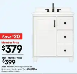 Lowe's Allen + Roth 30-in Rigsby White Bathroom Vanity with Top offer