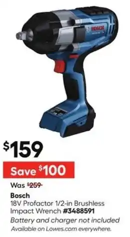 Lowe's Bosch 18V Profactor 1/2-in Brushless Impact Wrench offer