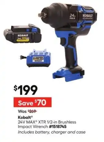 Lowe's Kobalt 24V MAX XTR 1/2-in Brushless Impact Wrench offer