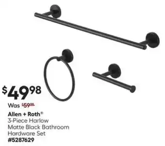 Lowe's Allen + Roth 3-Piece Harlow Matte Black Bathroom Hardware Set offer