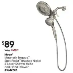 Lowe's Moen Magnetix Engage Spot-Resist Brushed Nickel 6-Spray Shower Head and Hand Shower offer