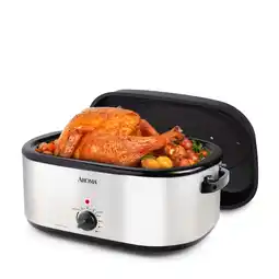 Walmart Aroma 22Qt. Electric Roaster Oven with High Dome Lid, 8X Bonded Granite Enamel, New-Silver offer