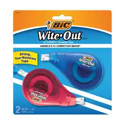 Walmart BIC Wite-Out Brand EZ Correct Correction Tape, White, 39.3 Feet, Pack of 2 offer