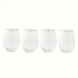 Walmart Thyme & Table 4-Pack Scalloped Stemless Wine Glass Set with Gold Trim offer