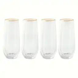 Walmart Thyme & Table 4-Piece Scalloped Stemless Flute Glass Set offer