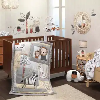 Walmart Lambs & Ivy Patchwork Jungle Animals 4-Piece Nursery Baby Crib Bedding Set offer